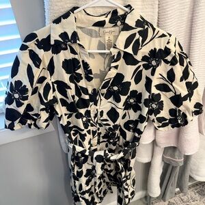 Jessica Simpson Black and Cream Floral Mini Dress